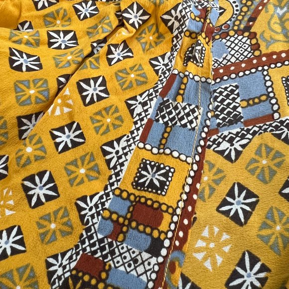 Vintage Silk Reversible Crop Top Open Back V-Neck Boho Hippie Floral Print Funky - Picture 5 of 6